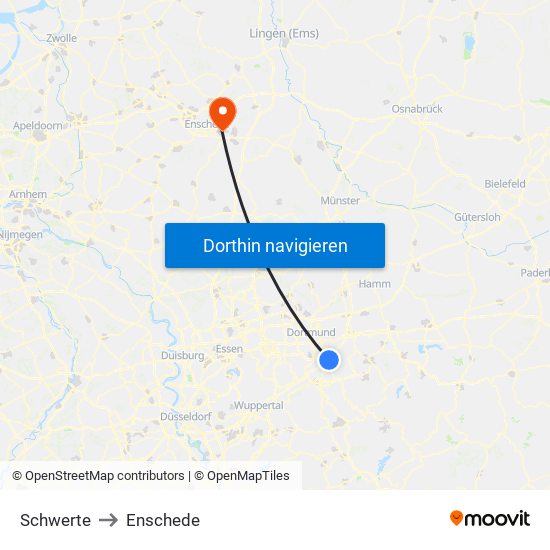 Schwerte to Enschede map