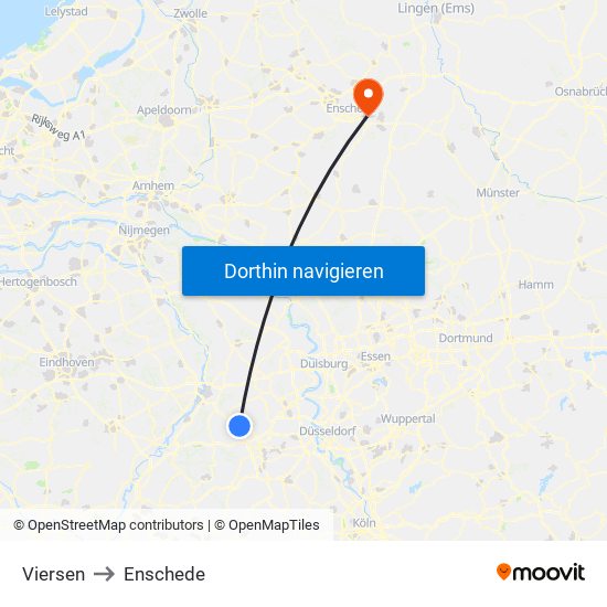 Viersen to Enschede map