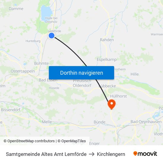 Samtgemeinde Altes Amt Lemförde to Kirchlengern map