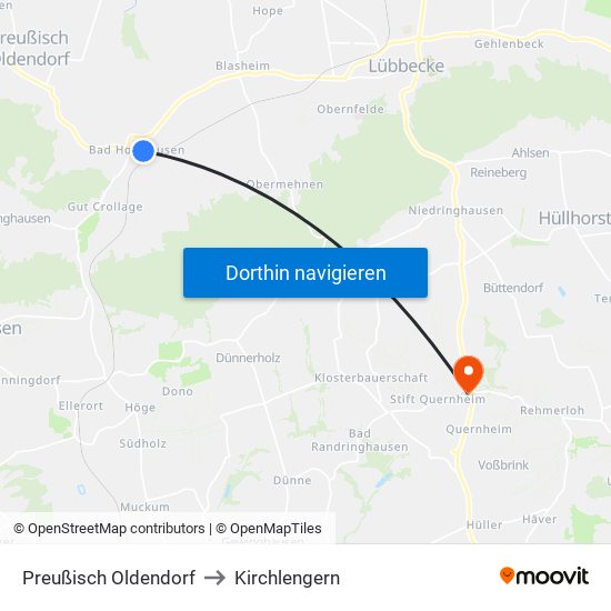 Preußisch Oldendorf to Kirchlengern map