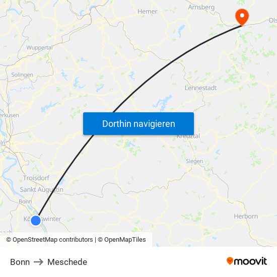 Bonn to Meschede map