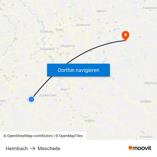 Heimbach to Meschede map