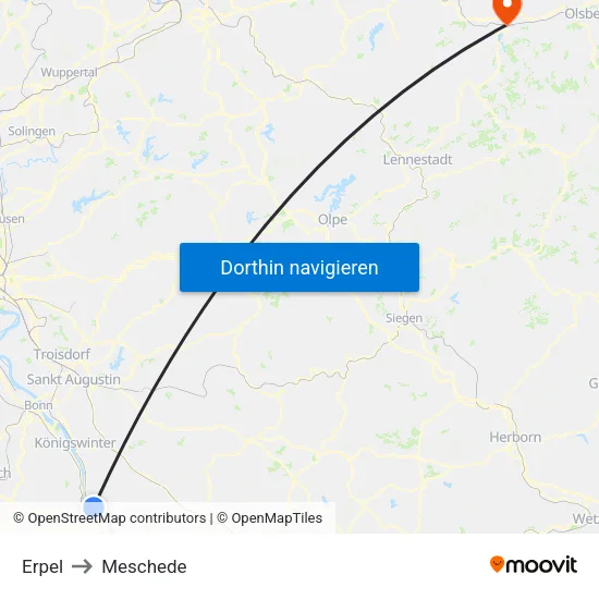 Erpel to Meschede map