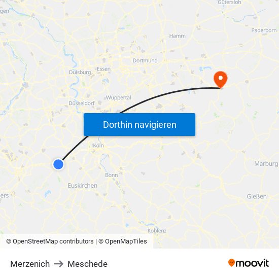 Merzenich to Meschede map