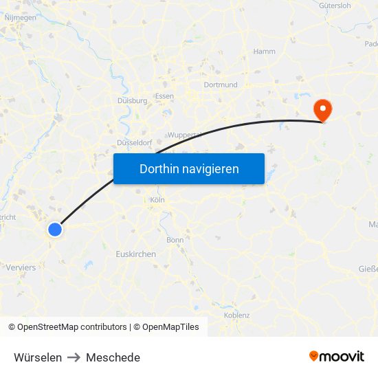 Würselen to Meschede map