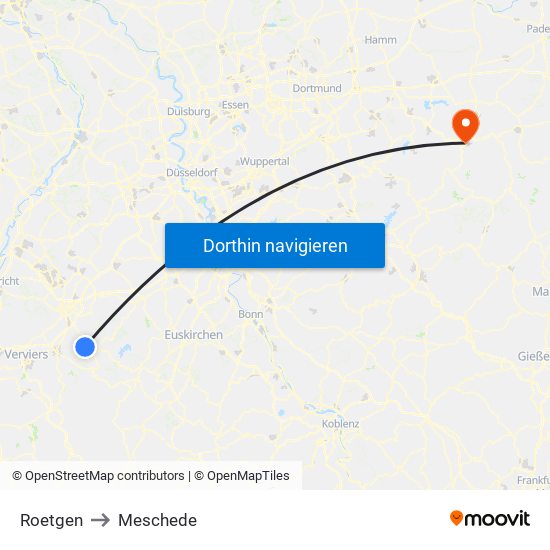 Roetgen to Meschede map