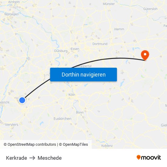 Kerkrade to Meschede map