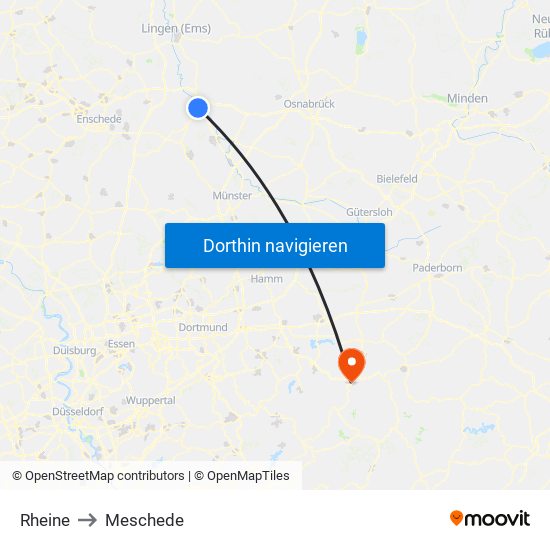 Rheine to Meschede map