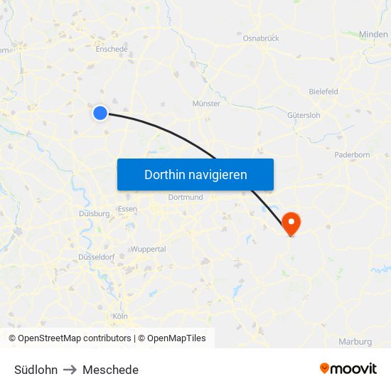 Südlohn to Meschede map