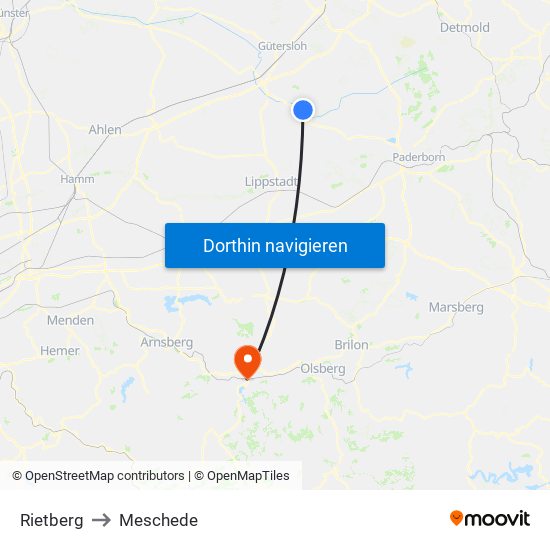 Rietberg to Meschede map