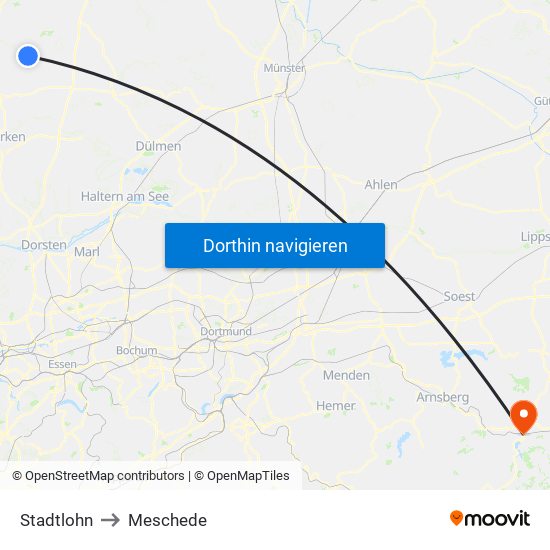 Stadtlohn to Meschede map