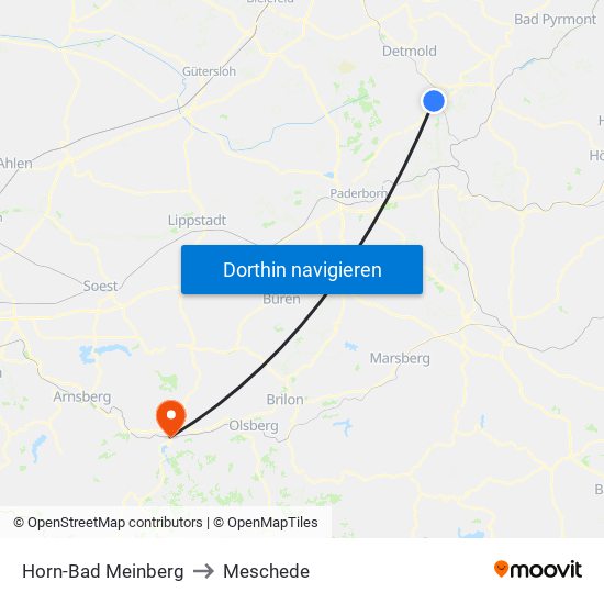 Horn-Bad Meinberg to Meschede map