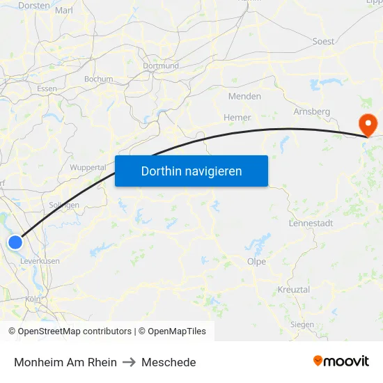 Monheim Am Rhein to Meschede map