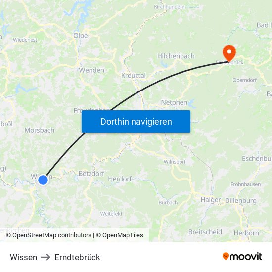 Wissen to Erndtebrück map