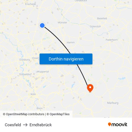 Coesfeld to Erndtebrück map