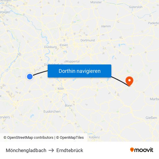Mönchengladbach to Erndtebrück map