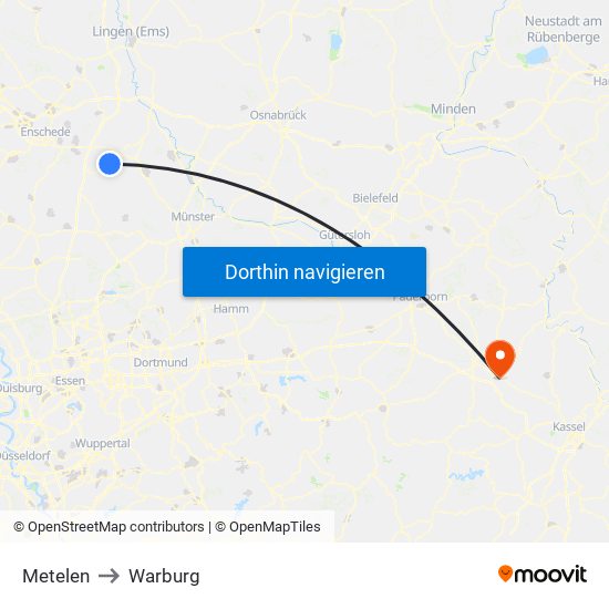 Metelen to Warburg map