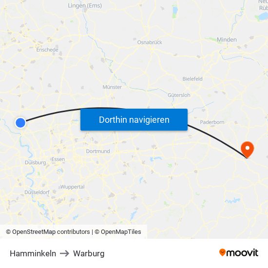 Hamminkeln to Warburg map