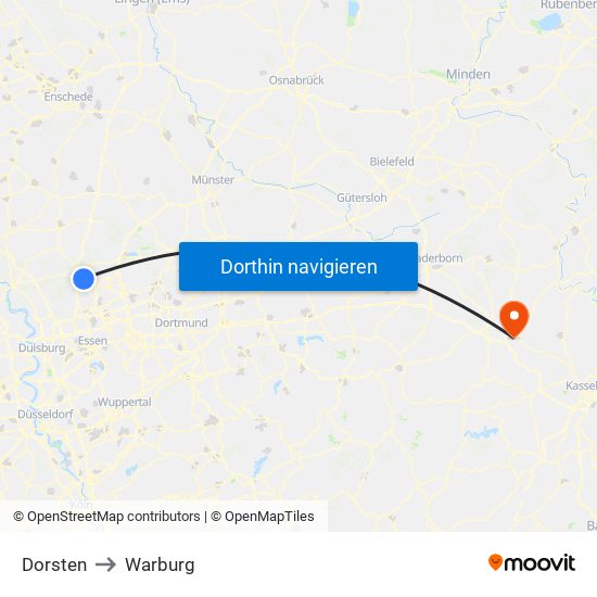 Dorsten to Warburg map