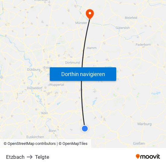Etzbach to Telgte map
