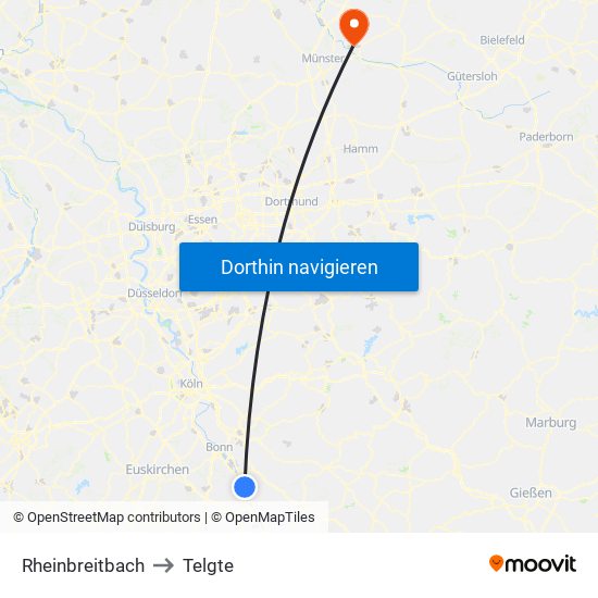 Rheinbreitbach to Telgte map