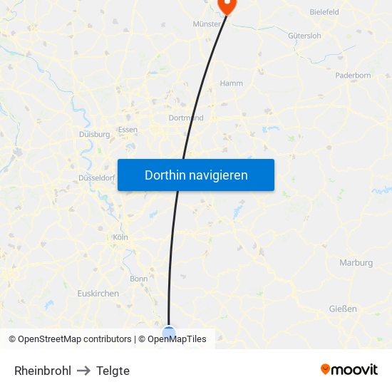 Rheinbrohl to Telgte map