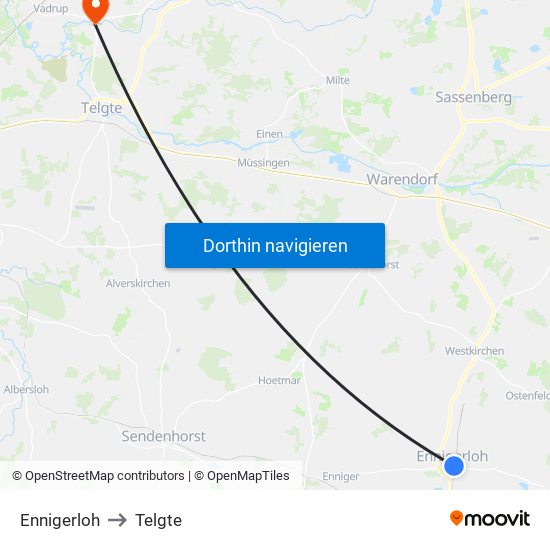 Ennigerloh to Telgte map