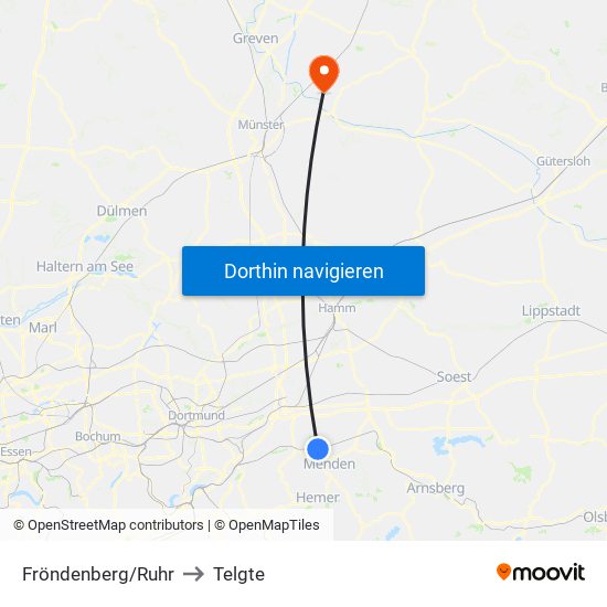 Fröndenberg/Ruhr to Telgte map