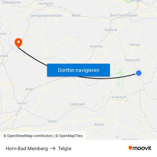 Horn-Bad Meinberg to Telgte map