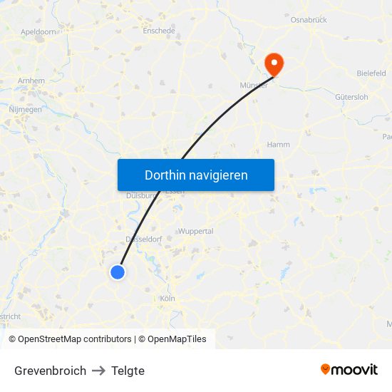 Grevenbroich to Telgte map