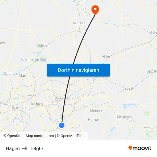 Hagen to Telgte map
