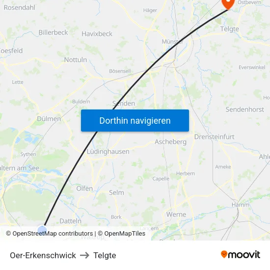 Oer-Erkenschwick to Telgte map