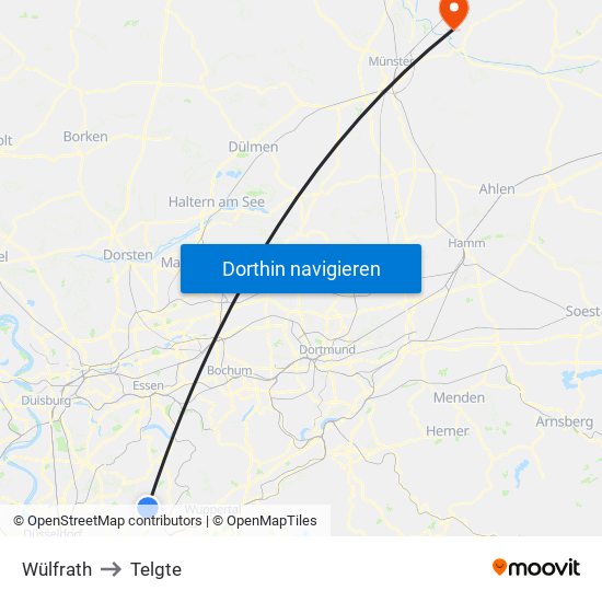Wülfrath to Telgte map