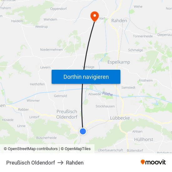 Preußisch Oldendorf to Rahden map