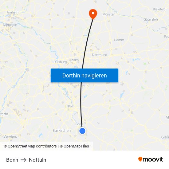 Bonn to Nottuln map