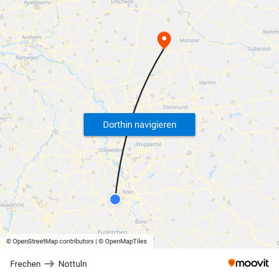 Frechen to Nottuln map