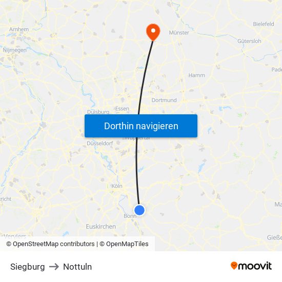 Siegburg to Nottuln map