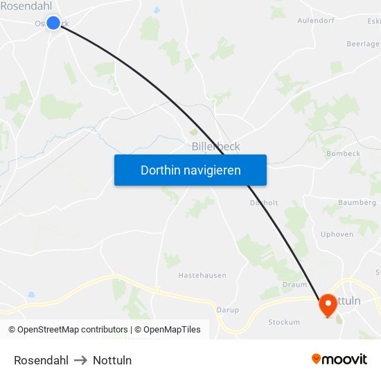 Rosendahl to Nottuln map