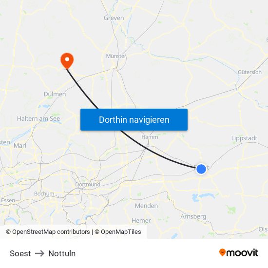 Soest to Nottuln map