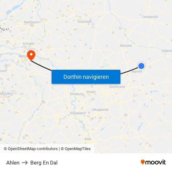 Ahlen to Berg En Dal map