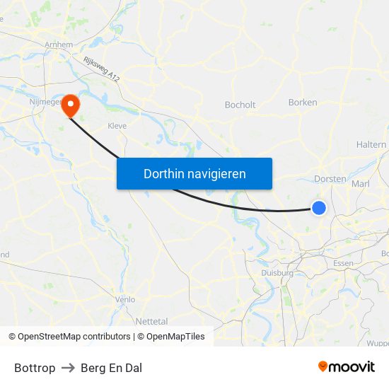 Bottrop to Berg En Dal map