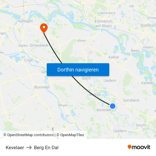 Kevelaer to Berg En Dal map