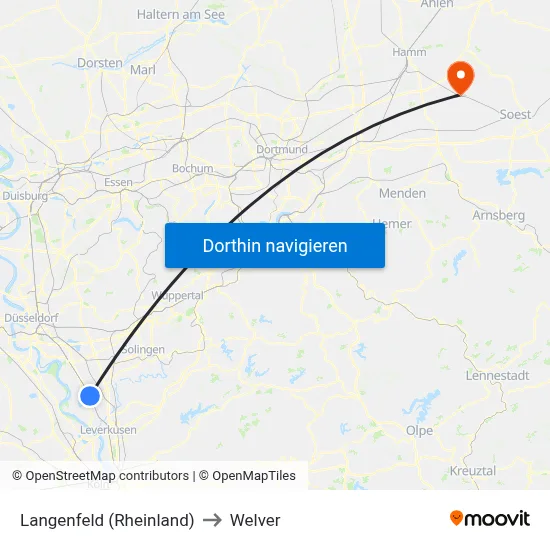 Langenfeld (Rheinland) to Welver map