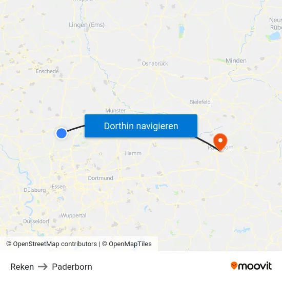 Reken to Paderborn map