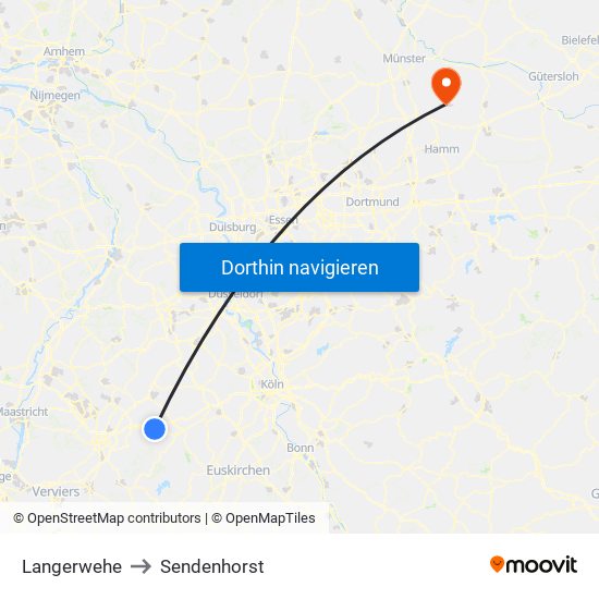 Langerwehe to Sendenhorst map