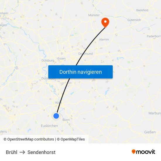 Brühl to Sendenhorst map