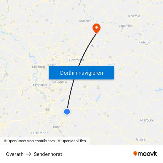 Overath to Sendenhorst map