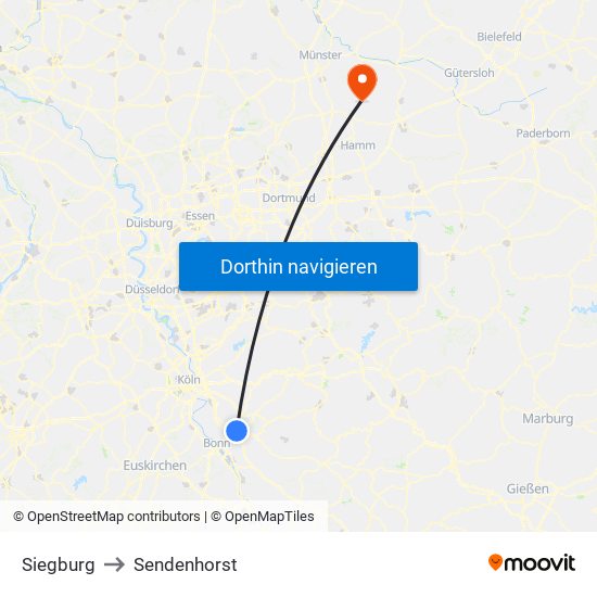 Siegburg to Sendenhorst map