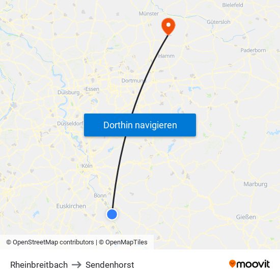 Rheinbreitbach to Sendenhorst map