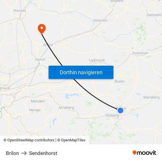 Brilon to Sendenhorst map